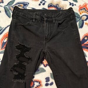 American Eagle Outfitters Charcoal Distressed Skinny Jeans